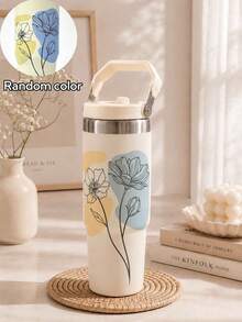 SCALON 30oz/900ML 1入大容量吸管保溫隨行杯，附手把與吸管，可攜式不鏽鋼真空防漏飲水杯，冰飲杯、旅行杯，不鏽鋼保溫冷熱杯、咖啡杯，適用於旅行、學校、辦公室、戶外、健身房、居家等場景，送給朋友、家人的禮物，節日禮物、生日禮物（含吸管），萬聖節杯子禮物，秋季聖誕禮物杯 - 彩色 - 查看 10