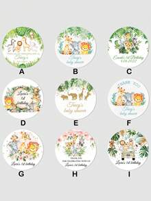 UNICCUT Jungle Animal Personalized Stickers, Custom Gift Wrapping Stickers, Waterproof Name Labels - Multicolor - View 4