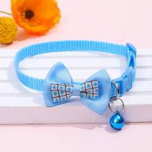 DIY Personalized Soft Cat Adjustable Collar With Bell, Bowknot Cat Collar, Cat Bell Collar, Cat Collar, Customized Pet Name Tag, Adjustable Basic Collar, Suitable For Medium And Small Dogs, Cats, Kittens And Puppies, With Buckle - Multicolor - View 14