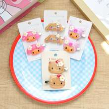 SANRIO 2pcs Cute Black Skin Version "Hello Kitty" Hair Clips, Beautiful And Adorable Cartoon Hairstyle Side Hair Clips, Creative Headwear, Suitable As Birthday Gift (Hand-Dyed, Minor Imperfections That Do Not Affect Use) - One Size - View 11