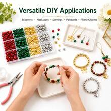 1 Box 3/4/6/8mm Gold/Silver And 8mm Christmas Color Spacer Beads, For Jewelry Making, DIY Bracelets, Necklaces, Earrings - A - View 3