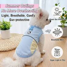 Breathable Mesh Pet Vest With Built‑In Leash Ring, Sun‑Protective Reflective Sleeveless Tank Top, Anti‑Shedding Pet Clothes For Small Medium Dogs Outdoor Walking - Baby Blue - View 2