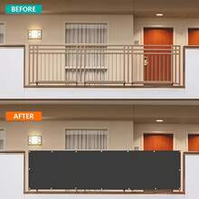 1pc Solid White Balcony Railing Windbreak Fabric, Minimalist Outdoor Style 100% Polyester Rectangular Perforated Privacy Screen, Balcony & Patio Protective Decorative Accessory - White - View 5