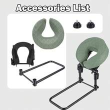 Foldable Headrest Bracket For Bed, Adjustable Memory Foam Stomach Pillow, Portable Massage Face Cradle For Eye Surgery Recovery Facial & Physical Therapy - Green - View 8