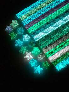 600/300/10pcs Mixed Color Glow-In-The-Dark Origami Paper, Glow-In-The-Dark Origami, Multiple Patterns, DIY Handmade, Mixed Color, Lucky Stars, Semi-Transparent Five-Pointed Star Glow-In-The-Dark Origami Paper, Party Gifts, Birthday Gifts, Handmade Gifts, Graduation Gifts, Back To School Decorations - Multicolor - View 3