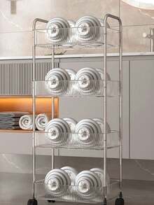 1pc 2-Tier/3-Tier/4-Tier Rotating Acrylic Cosmetic Storage Cart With Wheels - Multi-Functional Bathroom/Living Room Cosmetic Storage, Transparent Design For Easy Visibility, Portable Makeup Cart | Modern Storage Rack | Multi-Layer Mobile Storage Cart, Vanity Storage - Multicolor - View 5