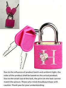Vigour Summer Rose Red Portable Small Plastic Luggage Padlock With Pink Heart Letter Print, Includes 2 Keys, Mini Metal Key Lock For Bags, Backpacks, Gym Lockers, Classroom Games, Suitcases And Travel Bags, Back To School Or Graduation Gift - Multicolor - View 9