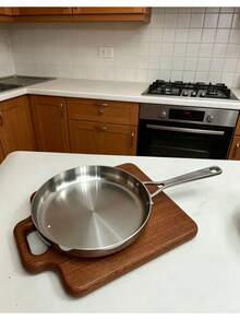 18/10 Stainless Steel Frying Pan, 3-Layer Non-Coated Physical Non-Stick Cookware, Rapid Heating, Suitable For All Stoves, Easy To Clean, Smooth Interior, Durable And Sturdy, Thickened Body, Perfect For Frying Eggs, Stir-Frying, Making Pancakes, Essential Kitchen Cooking Utensil - View 5