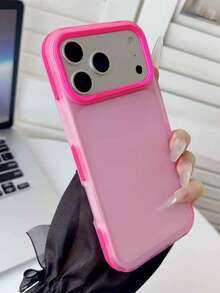1件螢光色磨砂半透明手機殼，適用於 iPhone 17 16 15 14 13 12 11 Pro Max Plus Air，防摔設計，極簡風格馬卡龍色調，展現高級質感 - 玫紅色 - 查看 2