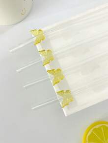 2/4pcs Yellow Butterfly Shaped Glass Drinking Straws, Suitable For Water Cups, Reusable Curved Transparent Thickened Glass Straw Tableware Set, Kitchen Accessories, Straw Caps, Cold Drinks, Milk Tea, Coffee, Bar, Home, Restaurant, Holiday Supplies, Summer - View 2