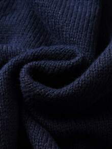 Boys' Stand Collar Zip-Up Cardigan Long Sleeve Knit Sweater With 3D Cable Texture, Casual Versatile Knit Jacket For School Daily Wear, Autumn/Winter - Navy Blue - View 9