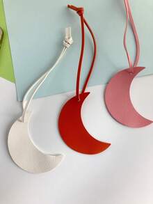 1pc Christmas Moon Hanging Ornament PU Unisex Moon Bag Charm Star Pendant Bag Accessory Gift Keychain Leather Strap - Multicolor - View 3