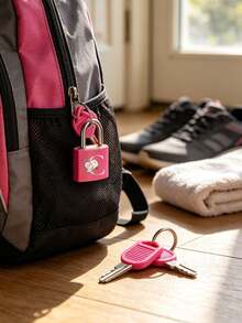 Vigour Summer Rose Red Portable Small Plastic Luggage Padlock With Pink Heart Letter Print, Includes 2 Keys, Mini Metal Key Lock For Bags, Backpacks, Gym Lockers, Classroom Games, Suitcases And Travel Bags, Back To School Or Graduation Gift - Multicolor - View 5