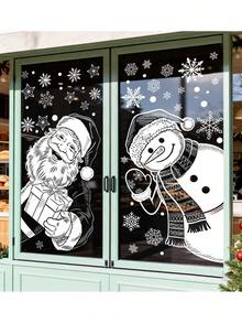 3 Designs Christmas Window Clings, Santa Claus Reindeer Snowman Snowflake Static Removable Window Stickers Decals For Xmas Party Home Glass Decor - View 4