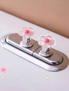 Floral Cartoon Toilet Flush Handle, Flower-Shaped Toilet Flush Button, Toilet Tank Button, Flower-Shaped Toilet Presser, Toilet Flush Button Push Rod Tool, Creative Flower Drawer Cabinet Handle, - Easy To Press, Fashionable Bathroom Accessory - Multiple Styles - View 8