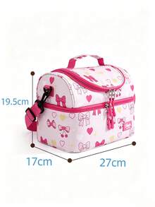 Large Capacity Double Layer Insulated Lunch Bag, Cute Cartoon Print, Adjustable Shoulder Strap, Portable Student Bento Bag, Suitable For Back To School, Classroom, Travel, Camping, Beach, Holiday Essentials, Gift For Girls And Women, Travel Essentials, Room Decor - Multicolor - View 15