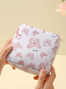 1pc Butterfly, Strawberry, Smiling Face Pattern Sanitary Pad Storage Bag, Coin Purse, Storage Bag, Makeup Bag, Card Holder, Earphone Storage Bag, Can Hold Coins, Cards, Accessories, Keys, Multi-Functional Storage Bag - Multicolor - View 10