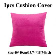 1/4pcs Solid Color Velvet Dyeing Printed Pillow Cover(Pillow Insert Not Included) - Hot Pink - View 9