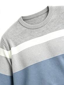 New Men's Commuter Versatile Casual Comfortable Crew Neck Long Sleeve Top - Baby Blue - View 8
