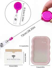 Cute Wavy Edge Card Holder With Rhinestone Butterfly Retractable Badge Clip, Portable ID/Student Card Holder, Cute Transparent Card Sleeve, Student Campus Bus Card And Small Card Protector, Celebrity Card, Bus Card, Meal Card, Subway Card, Photo, Residence Permit, Access Card, Valentine's Day Gift, Birthday Gift, Teacher's Day Gift, Back To School Gift - Multicolor - View 11