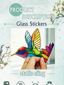 1pc Autumn Leaf Dancer Silhouette Window Sticker, Glue-Free PVC Static Cling, Creative Aesthetic Maple Leaf & Butterfly Glass Decal, Autumn Atmosphere Art Window Sticker - Multicolor - View 9