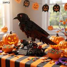 334PCS Dark Night Crow Building Block Set, Exquisite Collectible 3D Model, Suitable For Home Decor, Office Desk Ornament, Halloween Gift/Christmas Gift/Birthday Gift/Holiday Gift - Multicolor - View 3
