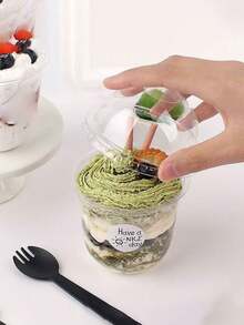 Viral U-Shaped Bobo Cup Disposable Fruit Yogurt Pudding Dessert Cake Ice Cream Bubble Tea Cup With Lid - Transparent - View 6
