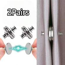 1Pair/2/3/4/5/6Pairs Magnetic Curtain Closure Clips, Light-Blocking Wind-Proof, Tool-Free Installation No Drilling, Reusable - Silver - View 17