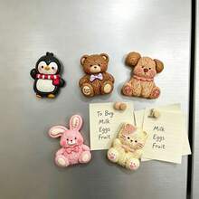 5/8/12pcs Cute Animal Refrigerator Magnets, Resin Penguin Bear Dog Rabbit Cat Refrigerator Stickers, Personalized Refrigerator Stickers, Kitchen Decoration, Home Decoration, Holiday Gifts For Friends, Party Gifts - Multi-color - View 2
