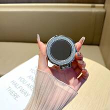 Shiny Sequin Phone Ring Holder Stand, Hidden Makeup Mirror Design, Strong Adhesive Adjustable Phone Stand, Cute Shiny Phone Decoration, Suitable For Women And Girls, Shiny Folding Mirror, Portable Phone Case Accessory - Multicolor - View 13