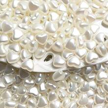 200 buah manik-manik lepas berbentuk hati berwarna putih krem ukuran 9 x 8 mm, dengan efek mutiara, cocok untuk pembuatan perhiasan, gelang, dan manik-manik pemisah. - MultiWarna - View 4