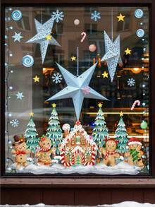 1pc Creative Christmas Gingerbread Man Window Stickers, Christmas Glass Decorations, PVC Static Cling Stickers, Home Decor, Shop Window Decorations, Suitable For Decorating Living Rooms, Kitchens, And Store Windows - Multi-color - View 6
