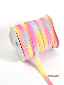 10 Yards/Roll Rainbow Gradient Single-Sided Velvet Ribbon, Suitable For Floral Packaging, Gift Box Decoration And Bow Making, Christmas, Halloween - Multicolor - View 6