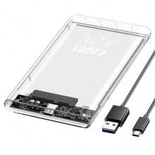 Portable Hard Drive Enclosure, SATA To USB 3.0 SSD Hard Drive Enclosure, 2.5 Inch HDD SSD External Hard Drive Enclosure, High Speed 5Gbps USB 3.0 To Type-C Transparent Portable Hard Drive Box, Compatible With PC/Laptop Windows System - 透明 - 查看 10