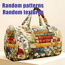 1pc Quilted Book-Shaped Cylinder Bag With Wildflower Meadow Print, Botanical Floral Pattern, Artistic Pastoral Style, Suitable For Women, Random Print Gift For Halloween, Thanksgiving, Christmas - Multicolor - View 1