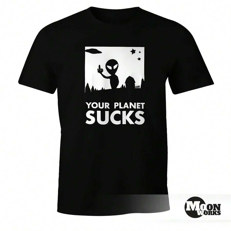Camiseta Men's Your Planet Sucks Alien Ufo Moonworks ® - 款式 - 查看 1