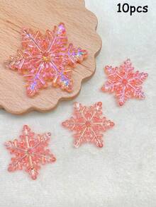 10pcs 30mm Acrylic Transparent Iridescent Snowflake Beads Spacer Pendants DIY Accessories For Car Hanging, Phone Chain, Keychain, Bag Charm - Hanging Snowflake - View 8