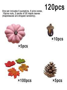 120 pièces Plantes de citrouille artificielles roses, décoration de fête d'automne de Thanksgiving, plantes artificielles en plastique, citrouilles artificielles en plastique, convient pour la décoration de la maison, de la chambre, de la cuisine, du centre de table de mariage, de la cheminée, décoration de fête de récolte d'Halloween, artisanat DIY, accessoires de photographie - rose clair - Voir 7