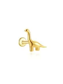 Anting Tusuk Tulang Rawan Mini 3D Perak Sterling S925 16g, Anting Tusuk Kumbang Emas, Anting Tusuk Cangkang Kecil, Anting Tusuk Tulang Rawan, Anting Tusuk Mini - Emas - View 18