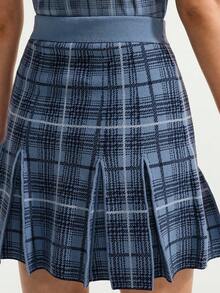 Nike Women's AS W NK FF Plaid Sweater Skirt Knit Mini Skirt IQ2700-486 - Royal Blue - View 2
