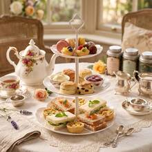 2PCS 3 Tier Cake Stand Afternoon Tea Wedding Plates Party Embossed Tableware - VJO0338-1 - View 10