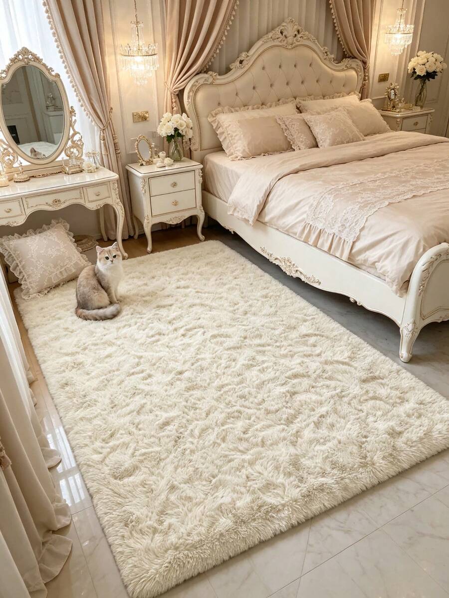 1pc Rectangular Beige Decorative Rug, Bedroom Decor, Small Rug, Carpet, Home Decor, Living Room Rug, Living Room Small Rug, Bedroom Rug, Living Room Home Decor, Outdoor Rug, Washable Rug, Christmas Gift - Beige - View 1