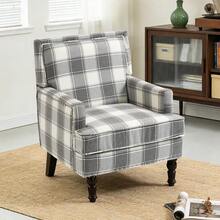 Vintage Accent Chair White & Grey - Linen Fabric - White - View 1