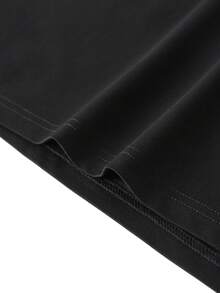 Men's Minimalist Pocket Decor Crew Neck Long Sleeve T-Shirt, Spring/Autumn Basic Solid Color Casual Daily Inner Layer Base Top - Black - View 6