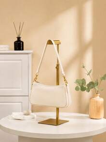 1/2/3 Pcs Adjustable Height Hanging Bag Rack, Titanium Gold Stainless Steel Handbag Display Stand, Multi-Functional Hat Jewelry Bag Storage Organizer Rack, Suitable For Home Closet, Boutique, Exhibition, Shopping Mall - Round Inner Rod A-head Brushed Titanium - View 9