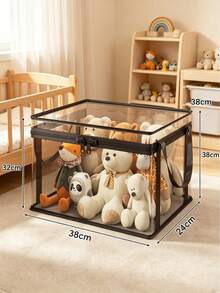 Transparent Zipper Doll Storage Box, Portable Visible Organizer Bin, Suitable For Plush Toys, Baby Supplies, Children's Miscellaneous Items - Multicolor - View 4
