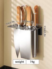 Wall-Mounted Knife Rack, Organizes Various Kitchen Knives Neatly, Suitable For Cleaver, Fruit Knife And Kitchen Scissors, Perfect For Small Apartment Kitchens, Meal Prep Areas, Camping Trailers And Under-Cabinet Storage Space - Multicolor - View 2