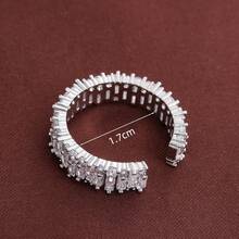 Cubic Zirconia Decor Cuff Ring - Silver - View 4