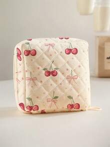 1pc Cherry Pattern Sanitary Napkin Storage Bag, Coin Purse, Storage Bag, Makeup Bag, Card Holder, Earphone Storage Bag, Can Hold Coins, Cards, Accessories, Keys, Multi-Functional Storage Bag - Multicolor - View 6