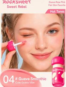 ROCK SWEET Liquid Blush Highlighter Contour 3-In-1 Multi-Function Cream, Vibrant Color Enhancing Radiance - 04# (Guava) - View 2